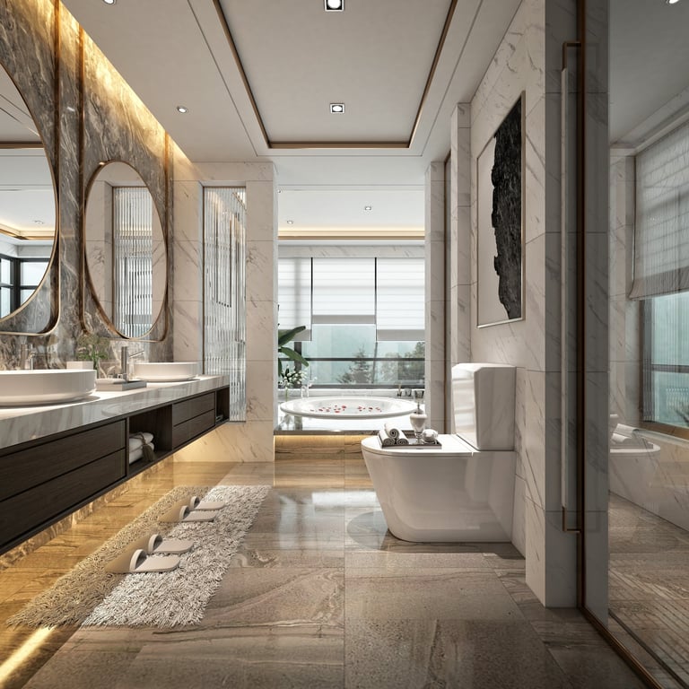 Aging-in-place bathroom design guide showing curbless showers and accessible design features