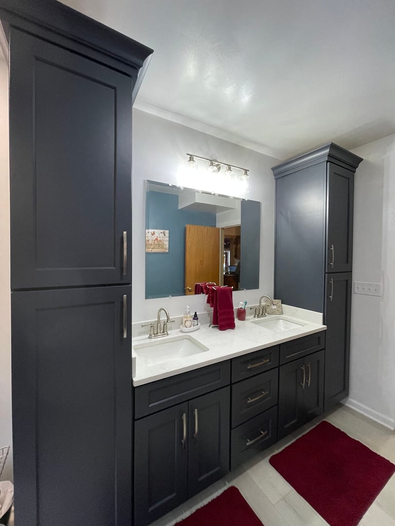 Primary suite bathroom remodel in Libertyville, IL by Century Kitchens & Bath with curbless walk-in shower and heated floors